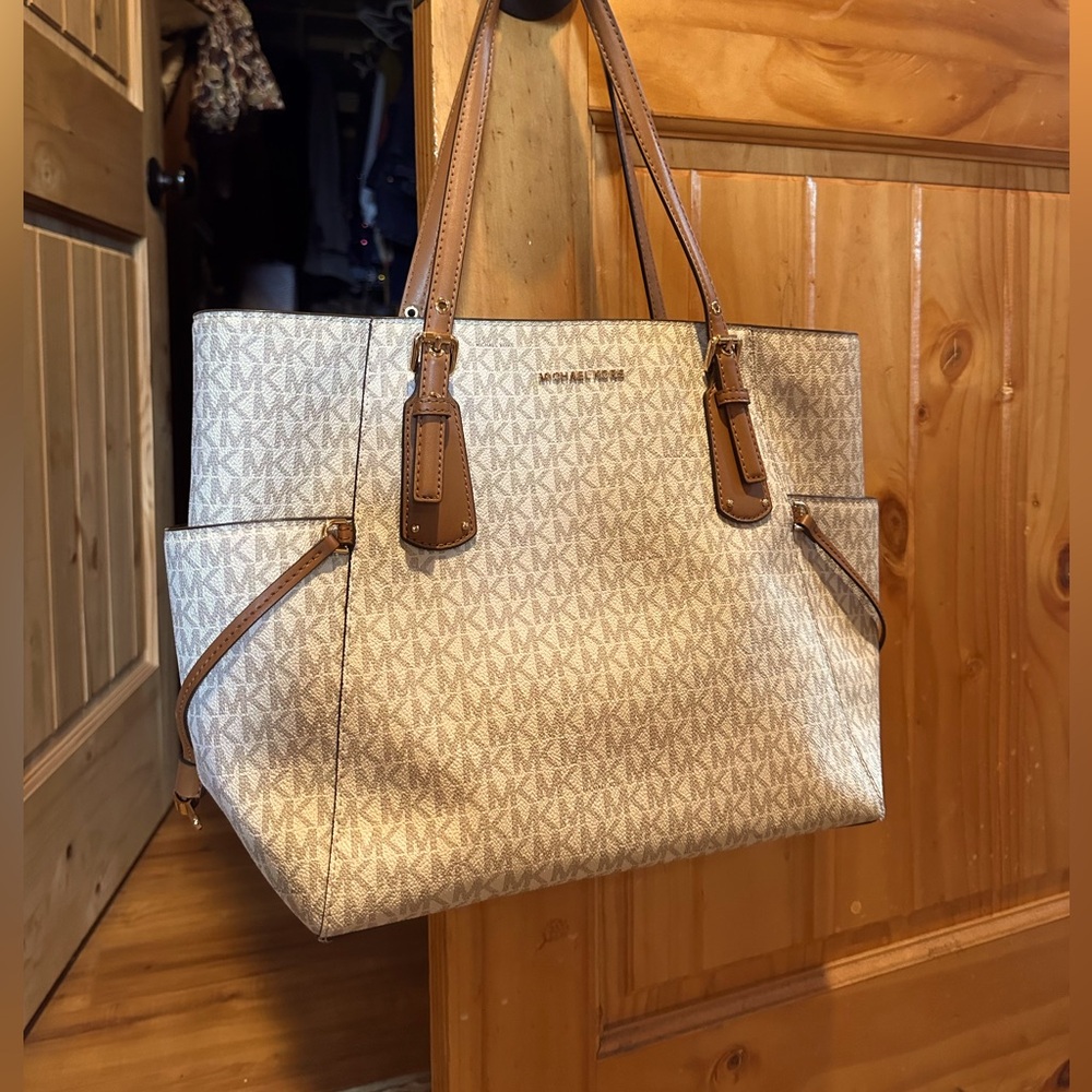 Michael Kors Cream and Tan Tote Bag